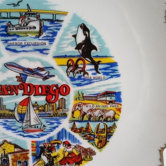 Vintage Collector Plate San Diego Trinket Dish Made in Korea Souvenir 9" x 9" - Picture 8 of 10